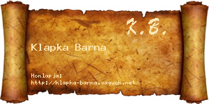 Klapka Barna névjegykártya