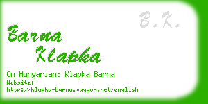 barna klapka business card